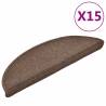 Carpet Stair Treads 15 pcs Coffee Brown - Non-Slip Mats