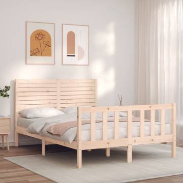 Solid Wood Bed Frame with Headboard 140x200 cm | Hipo Market