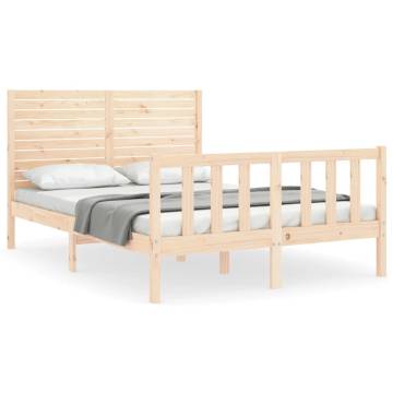 Solid Wood Bed Frame with Headboard 140x200 cm | Hipo Market