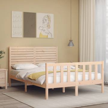 Solid Wood Bed Frame with Headboard 140x200 cm | Hipo Market