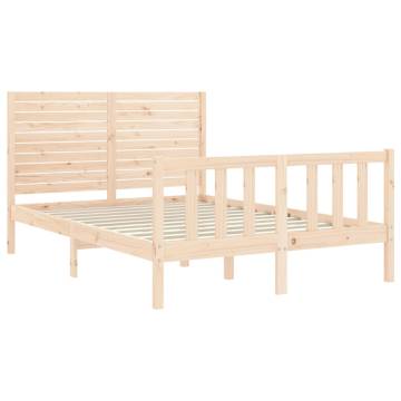 Solid Wood Bed Frame with Headboard 140x200 cm | Hipo Market