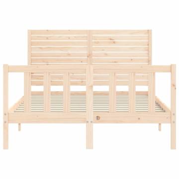 Solid Wood Bed Frame with Headboard 140x200 cm | Hipo Market