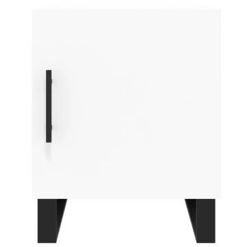 Stylish White Bedside Cabinet - Modern Engineered Wood