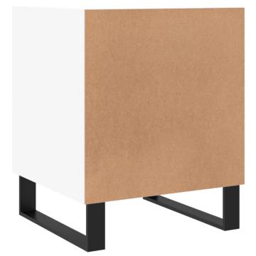 Stylish White Bedside Cabinet - Modern Engineered Wood