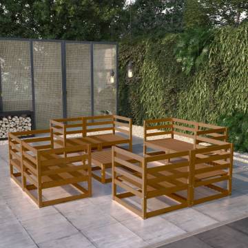 9 Piece Garden Lounge Set - Solid Pinewood in Honey Brown