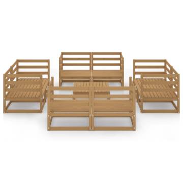 9 Piece Garden Lounge Set - Solid Pinewood in Honey Brown