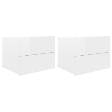 High Gloss White Bedside Cabinets - Set of 2 | Hipomarket UK