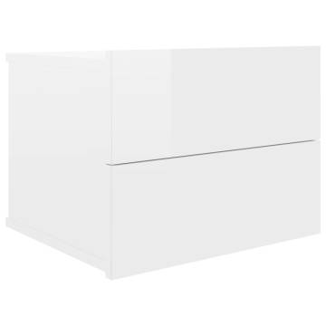 High Gloss White Bedside Cabinets - Set of 2 | Hipomarket UK