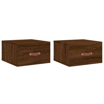 Stylish Wall-Mounted Bedside Cabinets – 2 pcs Brown Oak