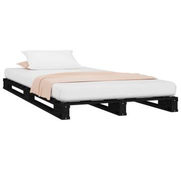 Modern Black Pallet Bed 90x190 cm - Solid Pine Wood