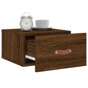 Stylish Wall-Mounted Bedside Cabinets – 2 pcs Brown Oak