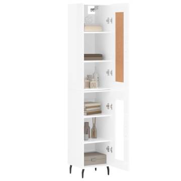 Stylish Highboard High Gloss White - 34.5x34x180 cm