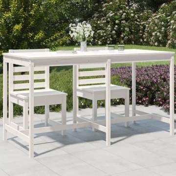 Garden Table White 203.5x90 cm Solid Wood Pine | HipoMarket