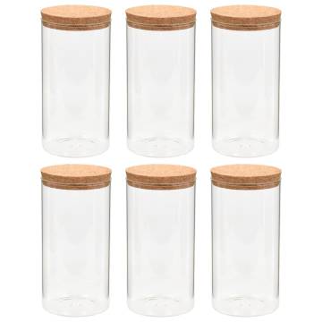 Storage Glass Jars with Cork Lid - 1100 ml (6 pcs)