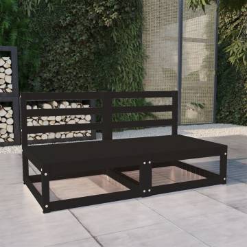 Garden 2-Seater Black Sofa - Solid Pinewood Comfort