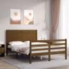 Honey Brown Small Double Bed Frame with Headboard - Hipomarket