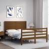 Honey Brown Small Double Bed Frame with Headboard - Hipomarket