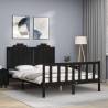 Bed Frame with Headboard Black 140x190 cm Solid Wood Colour black Size 140 x 190 cm 