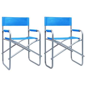 Comfortable Steel Blue Director's Chairs - 2 pcs