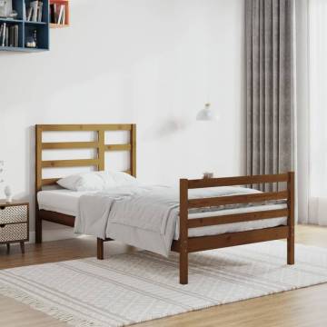 Honey Brown Solid Wood Bed Frame 90x200 cm | Hipo Market