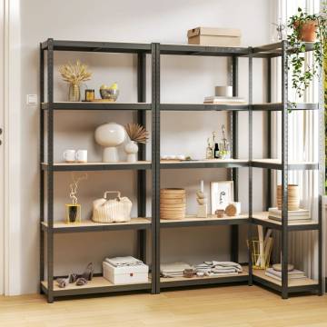 5-Layer Shelves - Anthracite Steel & Engineered Wood Storage