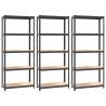 5-Layer Shelves - Anthracite Steel & Engineered Wood Storage