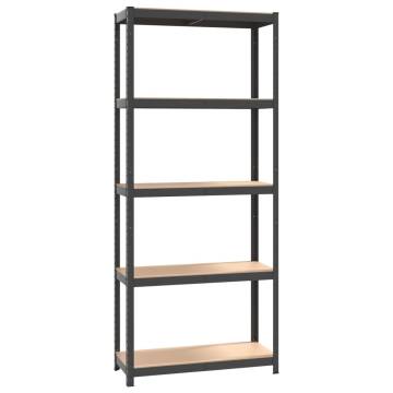 5-Layer Shelves - Anthracite Steel & Engineered Wood Storage