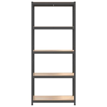 5-Layer Shelves - Anthracite Steel & Engineered Wood Storage