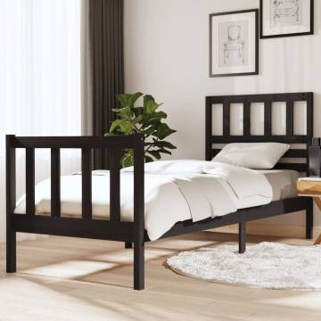 Black Bed Frame 75x190 cm | Solid Wood Small Single