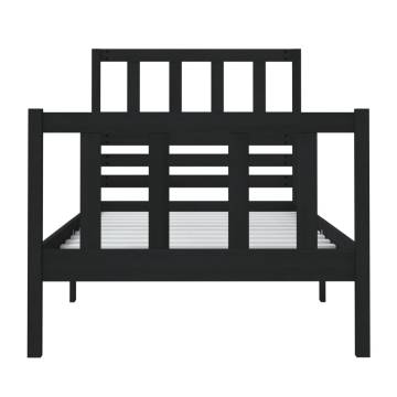 Black Bed Frame 75x190 cm | Solid Wood Small Single