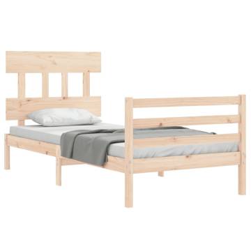 Single Solid Wood Bed Frame with Headboard | Hipo Market