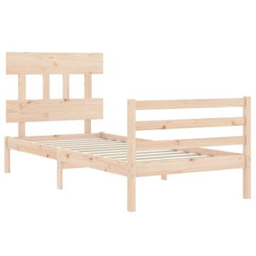 Single Solid Wood Bed Frame with Headboard | Hipo Market