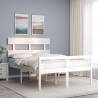 Bed Frame with Headboard White Small Double Solid Wood Colour white Size 120 x 190 cm Model high 