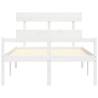 White Small Double Bed Frame with Headboard - Solid Pine Wood