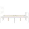 White Small Double Bed Frame with Headboard - Solid Pine Wood