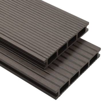 WPC Hollow Decking Boards 10m² - Dark Brown - Durable & Stylish