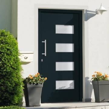 Front Door Aluminium and PVC Anthracite 100x200 cm | HipoMarket