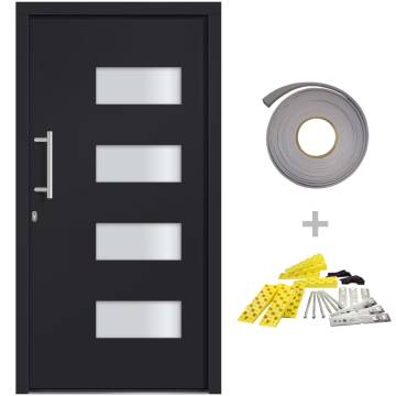 Front Door Aluminium and PVC Anthracite 100x200 cm | HipoMarket