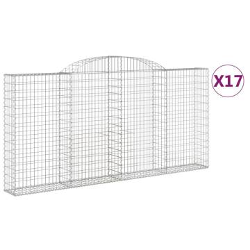 Arched Gabion Baskets - 17 pcs Galvanised Iron 300x30x140/160 cm