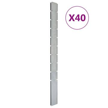 Garden Fence Posts - 40 pcs Galvanised Steel 240 cm Silver