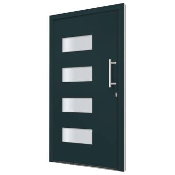 Elegant Anthracite Front Door - 100x210 cm Aluminium & PVC