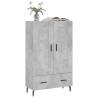 Stylish Highboard in Concrete Grey - 69.5x31x115 cm