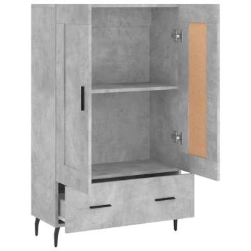 Stylish Highboard in Concrete Grey - 69.5x31x115 cm