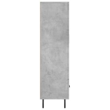 Stylish Highboard in Concrete Grey - 69.5x31x115 cm