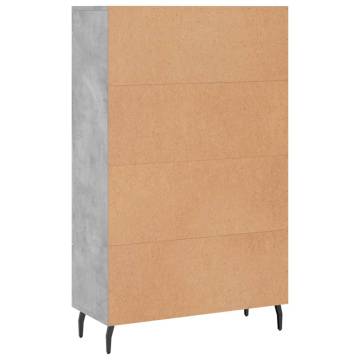 Stylish Highboard in Concrete Grey - 69.5x31x115 cm