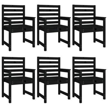 7 Piece Black Solid Wood Pine Garden Dining Set