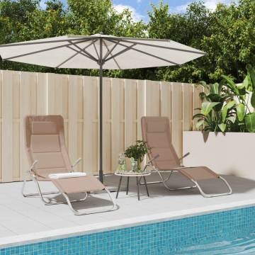 Folding Sun Loungers - 2 pcs Taupe Textilene & Steel