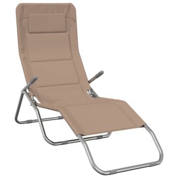 Folding Sun Loungers - 2 pcs Taupe Textilene & Steel