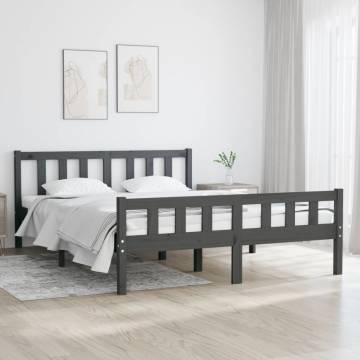 Grey Solid Wood Bed Frame 140x190 cm | Hipomarket