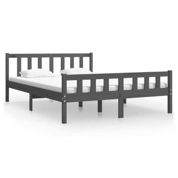 Grey Solid Wood Bed Frame 140x190 cm | Hipomarket